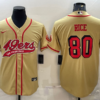 Men’s San Francisco 49ers #80 Jerry Rice Gold Color Rush With Patch Cool Base Stitched Baseball Jersey