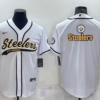 Men’s Pittsburgh Steelers White Team Big Logo With Patch Cool Base Stitched Baseball Jersey