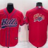 Men’s Buffalo Bills Red Team Big Logo With Patch Cool Base Stitched Baseball Jersey