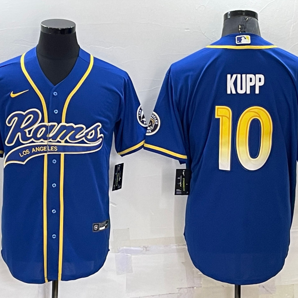 Men’s Los Angeles Rams #10 Cooper Kupp Blue Stitched Cool Base Nike Baseball Jersey