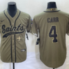 Men’s New Orleans Saints #4 Derek Carr Olive 2022 Salute To Service Cool Base Stitched Baseball Jersey