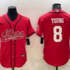 Men’s San Francisco 49ers #8 Steve Young Red With Patch Cool Base Stitched Baseball Jersey