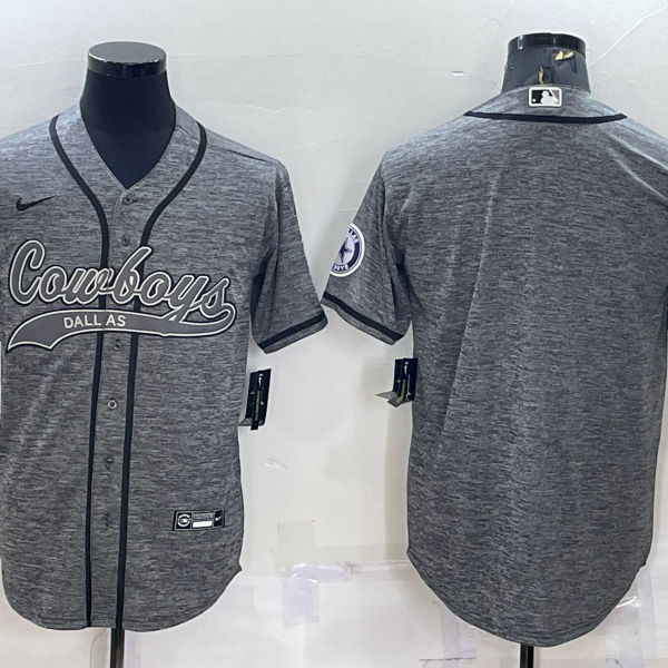 Men’s Dallas Cowboys Blank Grey Gridiron Cool Base Stitched Baseball Jersey