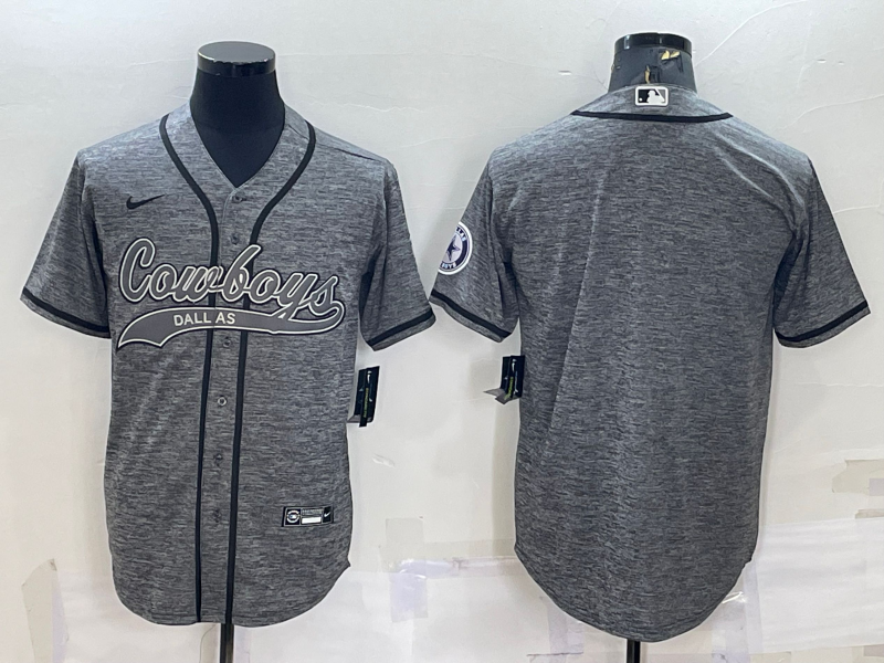 Men’s Dallas Cowboys Blank Grey Gridiron Cool Base Stitched Baseball Jersey