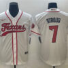 Men’s Houston Texans #7 C.J. Stroud White With Patch Cool Base Stitched Baseball Jersey
