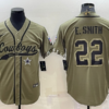 Men’s Dallas Cowboys #22 Emmitt Smith 2022 Olive Salute to Service Cool Base Stitched Baseball Jersey