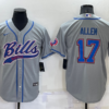 Men’s Buffalo Bills #17 Josh Allen Grey Stitched Cool Base Nike Baseball Jersey