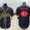 Men’s San Francisco 49ers #16 Joe Montana Black Gold Team Big Logo With Patch Cool Base Stitched Baseball Jersey