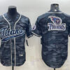 Men’s Tennessee Titans Gray Camo Team Big Logo With Patch Cool Base Stitched Baseball Jersey