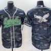 Men’s Philadelphia Eagles Gray Camo Team Big Logo Cool Base Stitched Baseball Jersey
