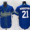 Men’s Seattle Seahawks #21 Devon Witherspoon Royal Throwback Cool Base Stitched Baseball Jersey