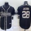 Men’s Las Vegas Raiders #28 Josh Jacobs Black Stitched MLB Cool Base Nike Baseball Jersey