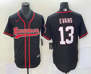 Men’s Tampa Bay Buccaneers #13 Mike Evans Black With Patch Cool Base Stitched Baseball Jersey
