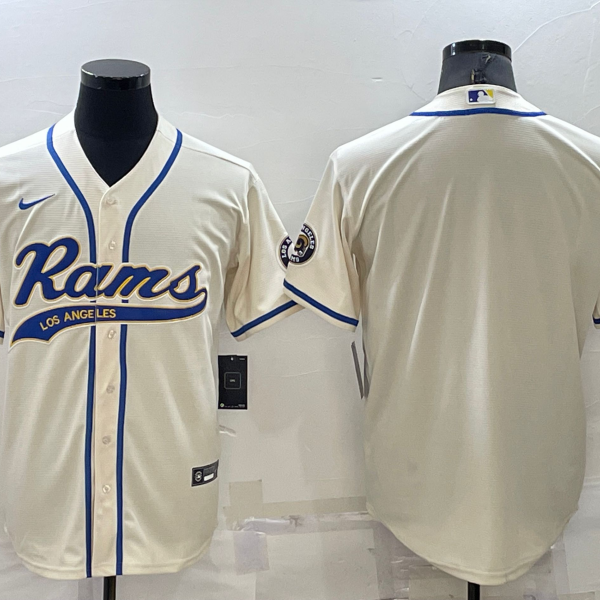 Men’s Los Angeles Rams Blank Cream Stitched MLB Cool Base Nike Baseball Jersey
