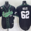 Men’s Philadelphia Eagles #62 Jason Kelce Black C Patch Cool Base Stitched Baseball Jersey