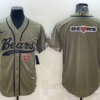 Men’s Chicago Bears Olive Salute to Service Team Big Logo Cool Base Stitched Baseball Jersey