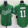 Men’s Philadelphia Eagles #11 A. J. Brown Green Cool Base Baseball Stitched Jersey