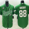 Men’s Philadelphia Eagles #88 Dallas Goedert Green C Patch Cool Base Stitched Baseball Jersey