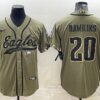 Men’s Philadelphia Eagles #20 Brian Dawkins Olive 2022 Salute To Service Cool Base Stitched Baseball Jersey