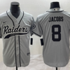 Men’s Las Vegas Raiders #8 Josh Jacobs Gray Cool Base Stitched Baseball Jersey