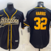 Men’s Pittsburgh Steelers #32 Franco Harris Black Gold With Patch Cool Base Stitched Baseball Jersey