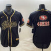 Mens San Francisco 49ers Black Team Big Logo With Patch Cool Base Stitched Baseball Jersey