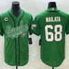 Men’s Philadelphia Eagles #68 Jordan Mailata Green C Patch Cool Base Stitched Baseball Jersey