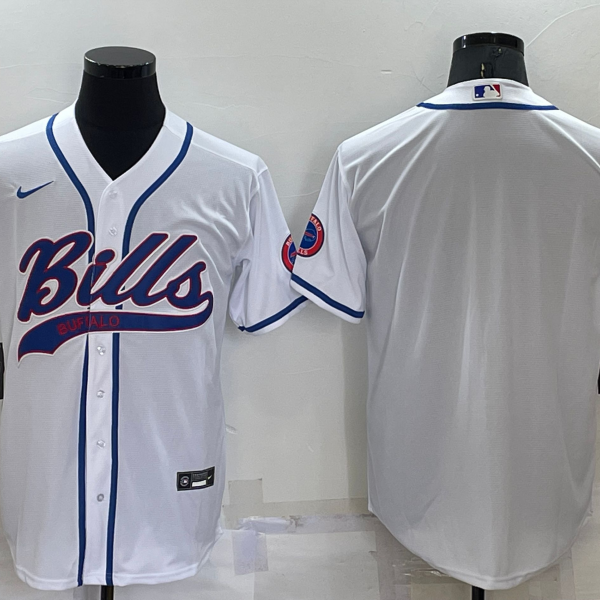 Men’s Buffalo Bills Blank White Stitched MLB Cool Base Nike Baseball Jersey