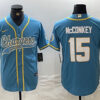 Men’s Los Angeles Chargers #15 Ladd McConkey Blue Cool Base Stitched Baseball Jersey