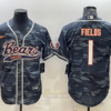Men’s Chicago Bears Blank #1 Justin Fields Grey Camo With Patch Cool Base Stitched Baseball Jersey