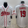 Men’s San Francisco 49ers #19 Deebo Samuel New White With Patch Cool Base Stitched Baseball Jersey