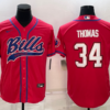 Men’s Buffalo Bills #34 Thurman Thomas Red With Patch Cool Base Stitched Baseball Jersey