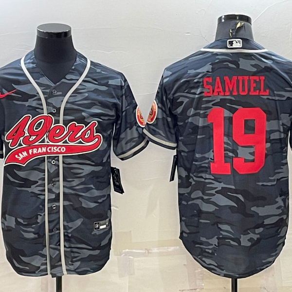 Men’s San Francisco 49ers #19 Deebo Samuel Grey Camo With Patch Cool Base Stitched Baseball Jersey