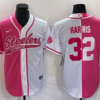 Men’s Pittsburgh Steelers #32 Franco Harris Pink White Two Tone With Patch Cool Base Stitched Baseball Jersey