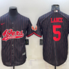 Men’s San Francisco 49ers #5 Trey Lance Black With Patch Cool Base Stitched Baseball Jersey