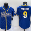 Men’s Los Angeles Rams #9 Matthew Stafford Royal With Patch Cool Base Stitched Baseball Jersey