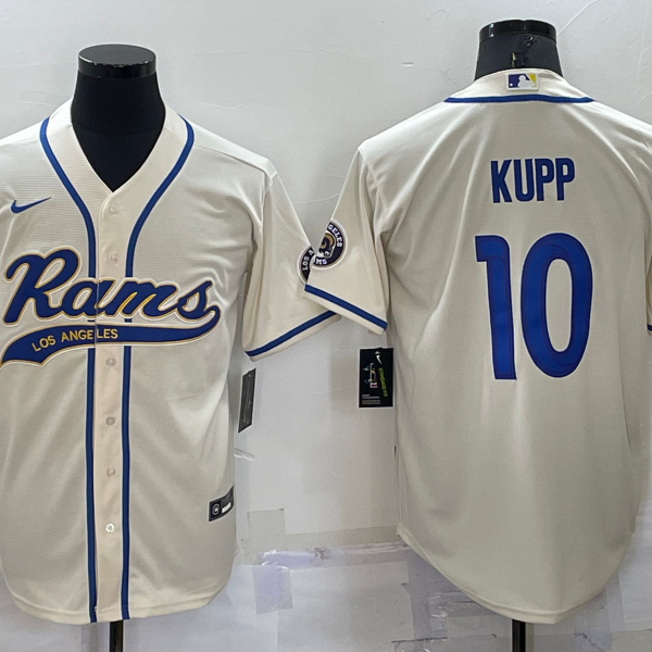 Men’s Los Angeles Rams #10 Cooper Kupp Cream Stitched Cool Base Nike Baseball Jersey