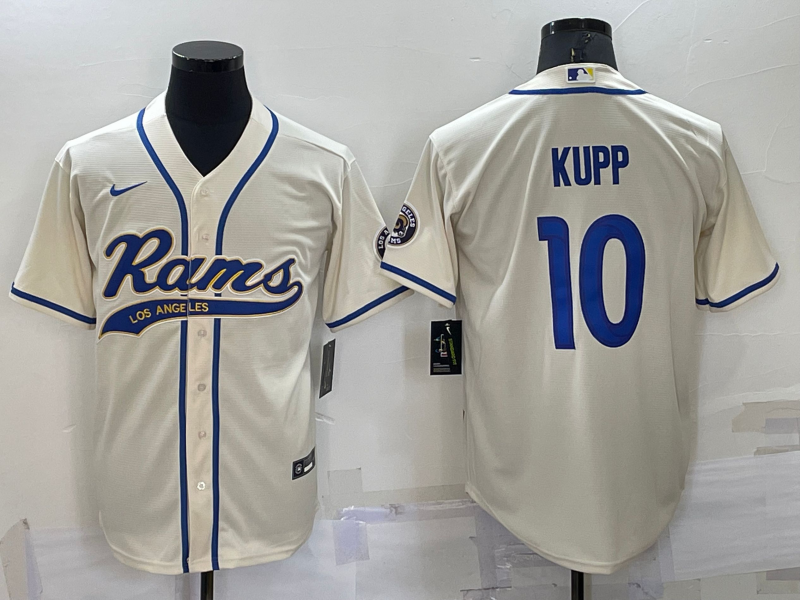 Men’s Los Angeles Rams #10 Cooper Kupp Cream Stitched Cool Base Nike Baseball Jersey