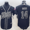 Men’s Buffalo Bills #14 Stefon Diggs Black Reflective With Patch Cool Base Stitched Baseball Jersey