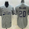 Men’s Dallas Cowboys #20 Tony Pollard Grey Pinstripe With Patch Cool Base Stitched Baseball Jersey