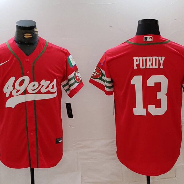 Men’s San Francisco 49ers #13 Brock Purdy Red Mexico Cool Base Stitched Baseball Jersey