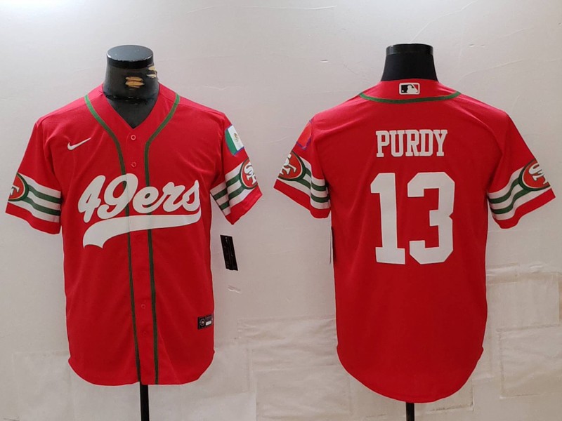 Men’s San Francisco 49ers #13 Brock Purdy Red Mexico Cool Base Stitched Baseball Jersey