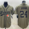Men’s Cleveland Browns #24 Nick Chubb Olive 2022 Salute To Service Cool Base Stitched Baseball Jersey