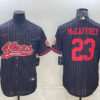 Men’s San Francisco 49ers #23 Christian McCaffrey Black With Patch Cool Base Stitched Baseball Jersey