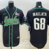 Men’s Philadelphia Eagles #68 Jordan Mailata Black With Super Bowl LVII Patch Cool Base Stitched Baseball Jersey