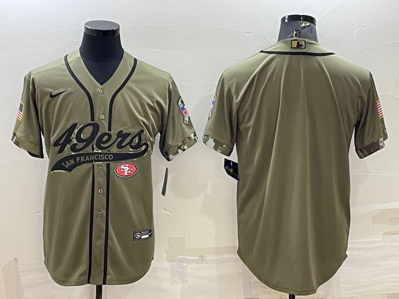 Men’s San Francisco 49ers Blank Olive Salute to Service Cool Base Stitched Baseball Jersey