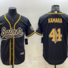 Men’s New Orleans Saints #41 Alvin Kamara Black Team Big Logo With Patch Cool Base Stitched Baseball Jersey