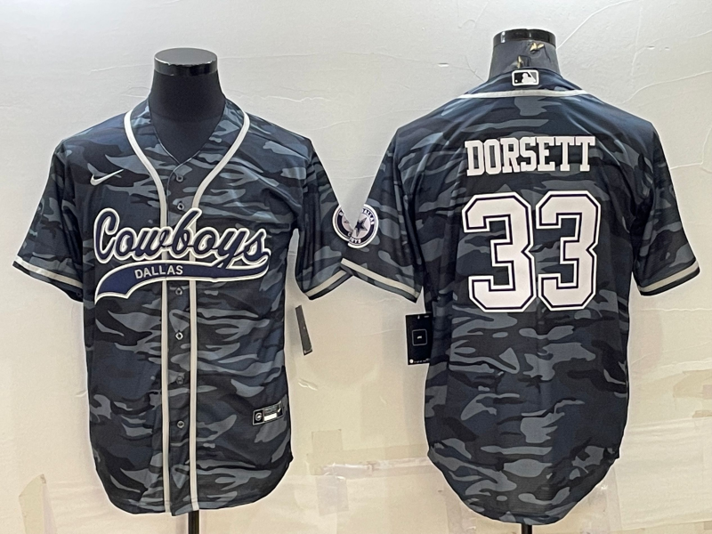 Men’s Dallas Cowboys #33 Tony Dorsett Grey Camo With Patch Cool Base Stitched Baseball Jersey