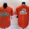 Men’s Miami Dolphins Orange Team Big Logo With Patch Cool Base Stitched Baseball Jersey