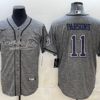Men’s Dallas Cowboys #11 Micah Parsons Grey Gridiron With Patch Cool Base Stitched Baseball Jersey
